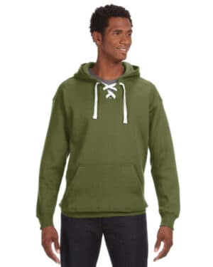 MILITARY GREEN J america JA8830 adult sport lace hooded sweatshirt