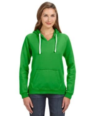 LIME JA8836 ladies' sydney brushed v-neck hooded sweatshirt