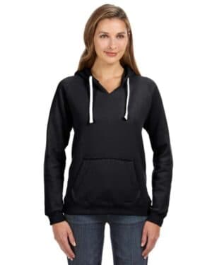 JA8836 ladies' sydney brushed v-neck hooded sweatshirt