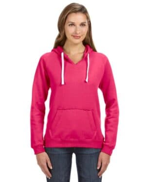 JA8836 ladies' sydney brushed v-neck hooded sweatshirt