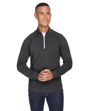 J america JA8869 adult triblend fleece quarter-zip