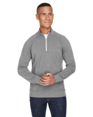 SMOKE TRIBLEND J america JA8869 adult triblend fleece quarter-zip