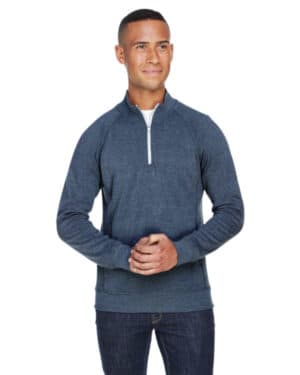 TRUE NAVY TRBLND J america JA8869 adult triblend fleece quarter-zip