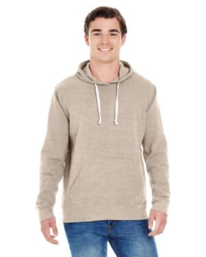 OATMEAL TRIBLEND JA8871 adult triblend pullover fleece hooded sweatshirt