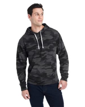 BLK CAMO TRBLND JA8871 adult triblend pullover fleece hooded sweatshirt