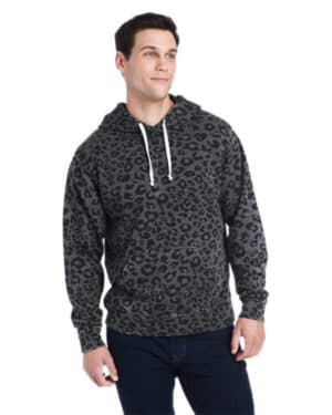 BLK LEOPARD TRBL JA8871 adult triblend pullover fleece hooded sweatshirt