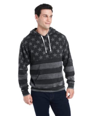 JA8871 adult triblend pullover fleece hooded sweatshirt