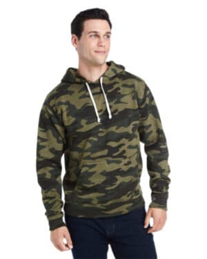 JA8871 adult triblend pullover fleece hooded sweatshirt