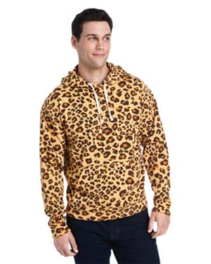 LEOPARD TRIBLEND JA8871 adult triblend pullover fleece hooded sweatshirt