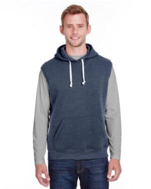 JA8877 adult triblend fleece sleeveless hooded sweatshirt