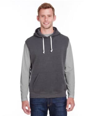 JA8877 adult triblend fleece sleeveless hooded sweatshirt