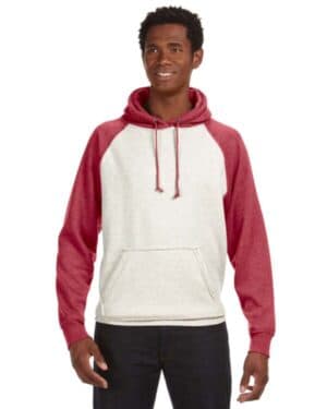 OATML HTHR/ RED JA8885 adult vintage heather pullover hooded sweatshirt