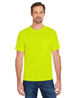 SAFETY YELLOW Harriton M118 charge snag and soil protect unisex t-shirt