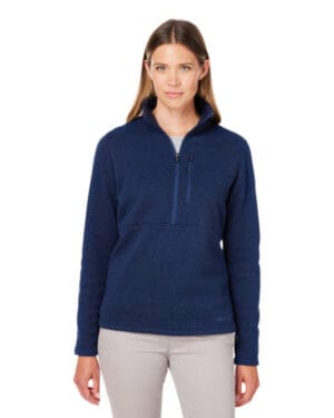 ARCTIC NAVY M14436 ladies' dropline half-zip sweater fleece jacket