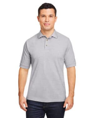 GREY HEATHER Harriton M200 men's short-sleeve polo