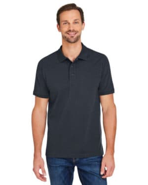 DARK CHARCOAL Harriton M205 men's valiant cotton snag protect polo