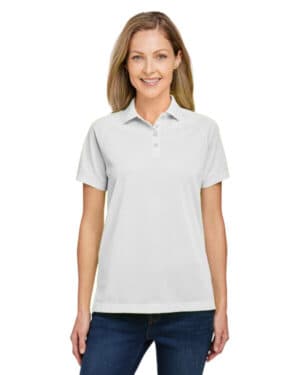 WHITE Harriton M208W ladies' charge snag and soil protect polo