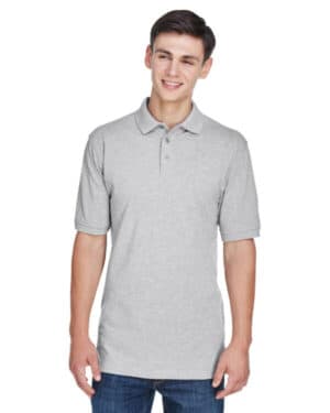 GREY HEATHER Harriton M265 men's easy blend polo