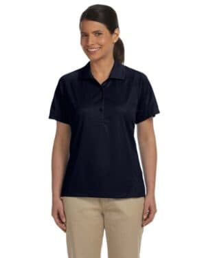 NAVY Harriton M374W ladies' polytech mesh insert polo