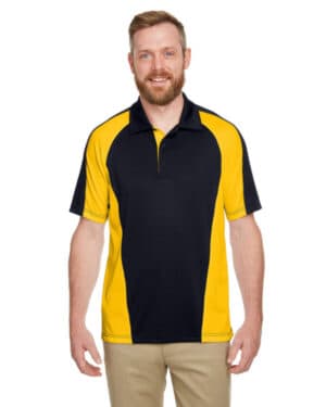 BLK/ S YL/ DK CH M385 men's advantage snag protection plus il colorblock polo