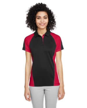 BLK/ RED/ D CHRC M385W ladies' advantage snag protection plus il colorblock polo