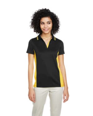 BLACK/ SNRY YLLW M386W ladies' flash snag protection plus il colorblock polo