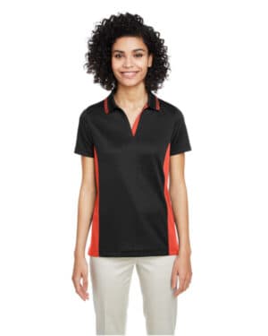 BLACK/ TM ORANGE M386W ladies' flash snag protection plus il colorblock polo