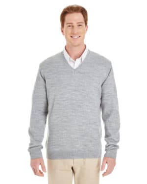 GREY HEATHER Harriton M420 men's pilbloc v-neck sweater