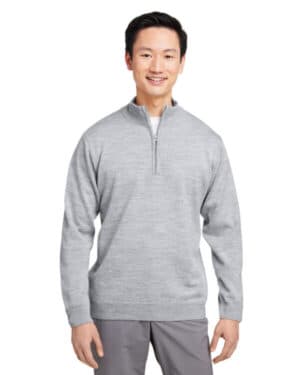 GREY HEATHER Harriton M421 unisex pilbloc quarter-zip sweater