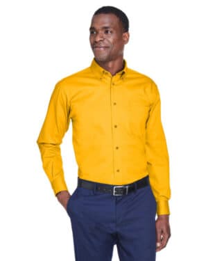 SUNRAY YELLOW M500 men's easy blend long-sleeve twillshirt withstain-release