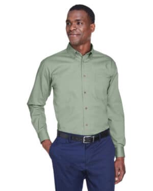 M500 men's easy blend long-sleeve twillshirt withstain-release