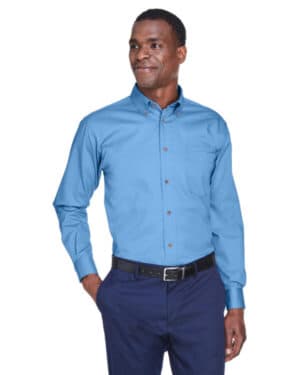 LT COLLEGE BLUE M500 men's easy blend long-sleeve twillshirt withstain-release