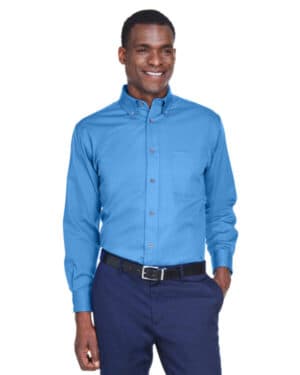 M500 men's easy blend long-sleeve twillshirt withstain-release