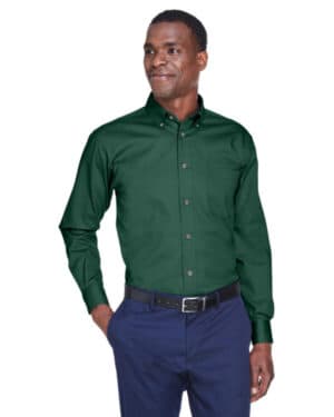 M500 men's easy blend long-sleeve twillshirt withstain-release