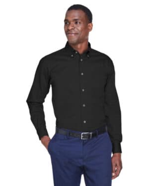 BLACK M500 men's easy blend long-sleeve twillshirt withstain-release