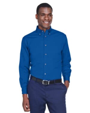 FRENCH BLUE M500 men's easy blend long-sleeve twillshirt withstain-release