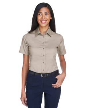 M500SW ladies' easy blend short-sleeve twill shirt withstain-release