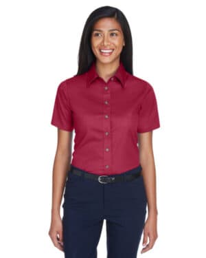 WINE M500SW ladies' easy blend short-sleeve twill shirt withstain-release