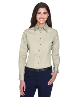 M500W ladies' easy blend long-sleeve twillshirt with stain-release