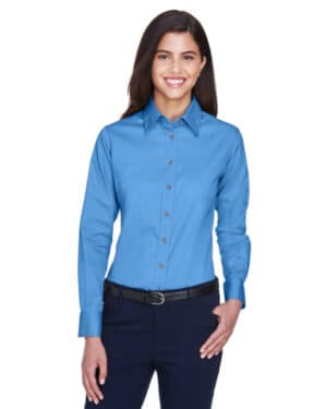 NAUTICAL BLUE M500W ladies' easy blend long-sleeve twillshirt with stain-release