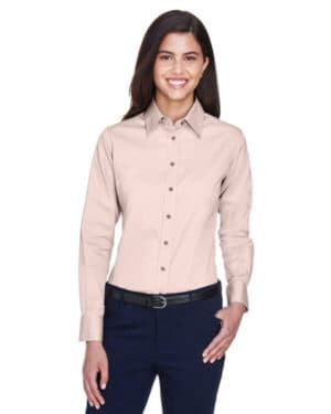 BLUSH M500W ladies' easy blend long-sleeve twillshirt with stain-release