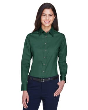 M500W ladies' easy blend long-sleeve twillshirt with stain-release