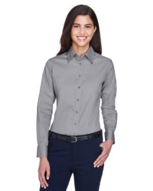 DARK GREY M500W ladies' easy blend long-sleeve twillshirt with stain-release