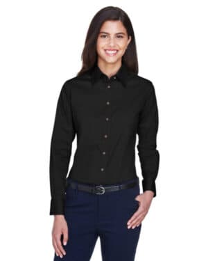 M500W ladies' easy blend long-sleeve twillshirt with stain-release