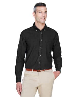 WASHED BLACK Harriton M550 men's long-sleeve denim shirt