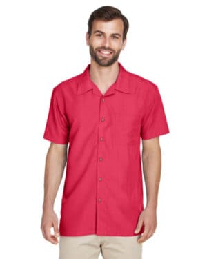 PARROT RED Harriton M560 men's barbados textured campshirt