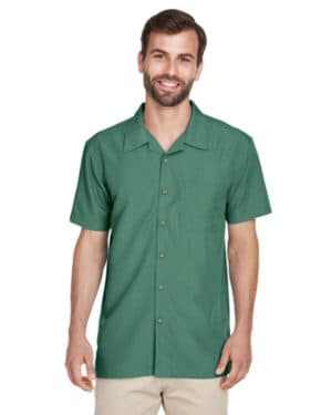 PALM GREEN Harriton M560 men's barbados textured campshirt