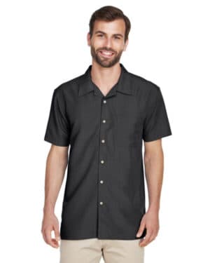 BLACK Harriton M560 men's barbados textured campshirt