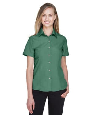 PALM GREEN Harriton M560W ladies' barbados textured campshirt