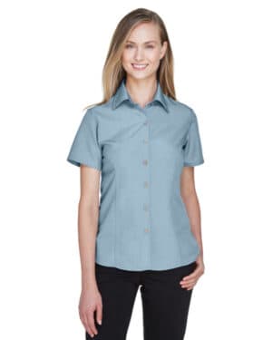 CLOUD BLUE Harriton M560W ladies' barbados textured campshirt